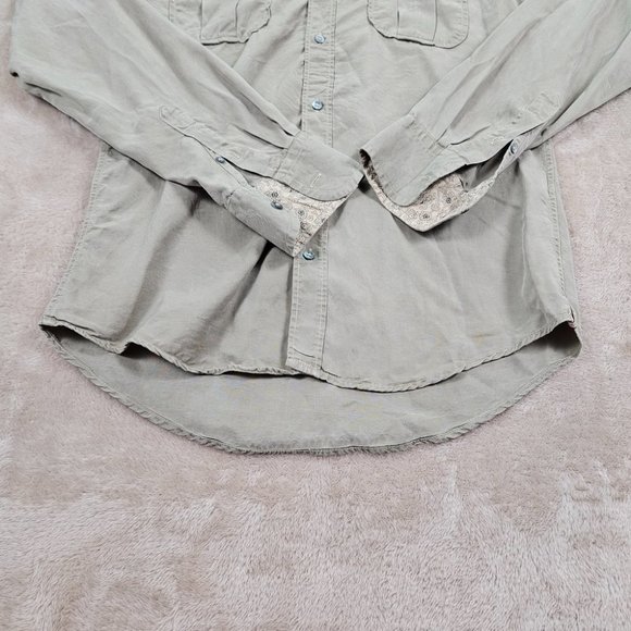 Ted Baker Button-Down Shirt Men's Size 3 Long Sleeve Olive Green Pockets - Picture 6 of 10